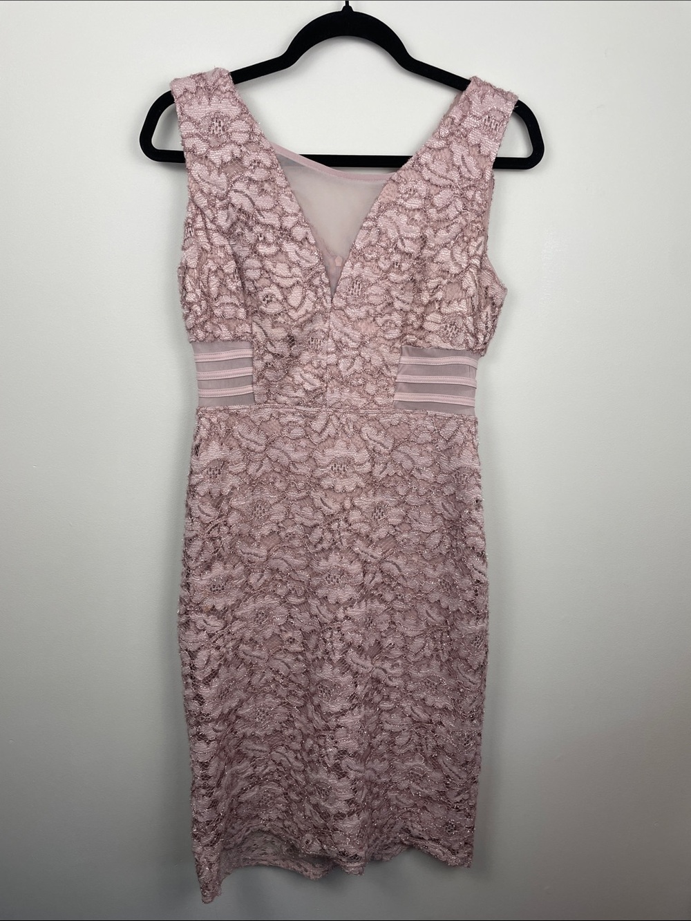 Enfocus Studio Blush Lace V-Neck Midi Dress